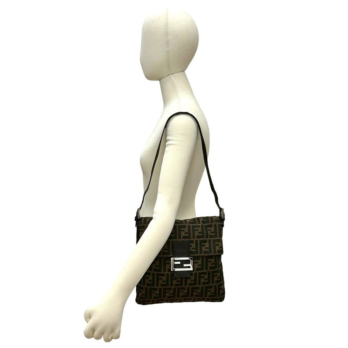 Fendi Mamma Bucket Zucca FF Pattern Logo Canvas Leather One Shoulder Bag — view 2