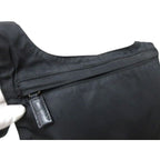 Prada Shoulder Bag Triangle Logo Black Nylon Leather — view 5