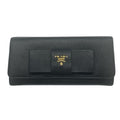 Prada Bifold Long Wallet 1 M1132 Saffiano Leather Ribbon Nero Black 2589
