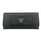 Prada Bifold Long Wallet 1 M1132 Saffiano Leather Ribbon Nero Black 2589
