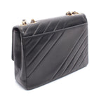 Chanel Shoulder Bag Bias Stitch CC Logo Black Lambskin — view 2