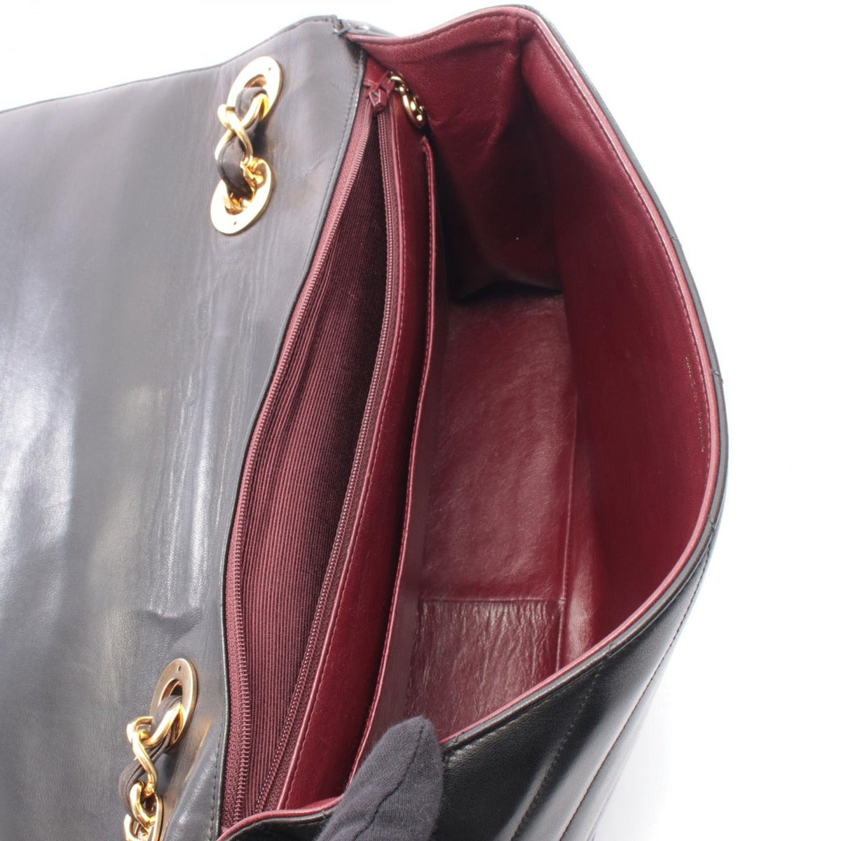 Chanel Shoulder Bag Bias Stitch CC Logo Black Lambskin — view 3