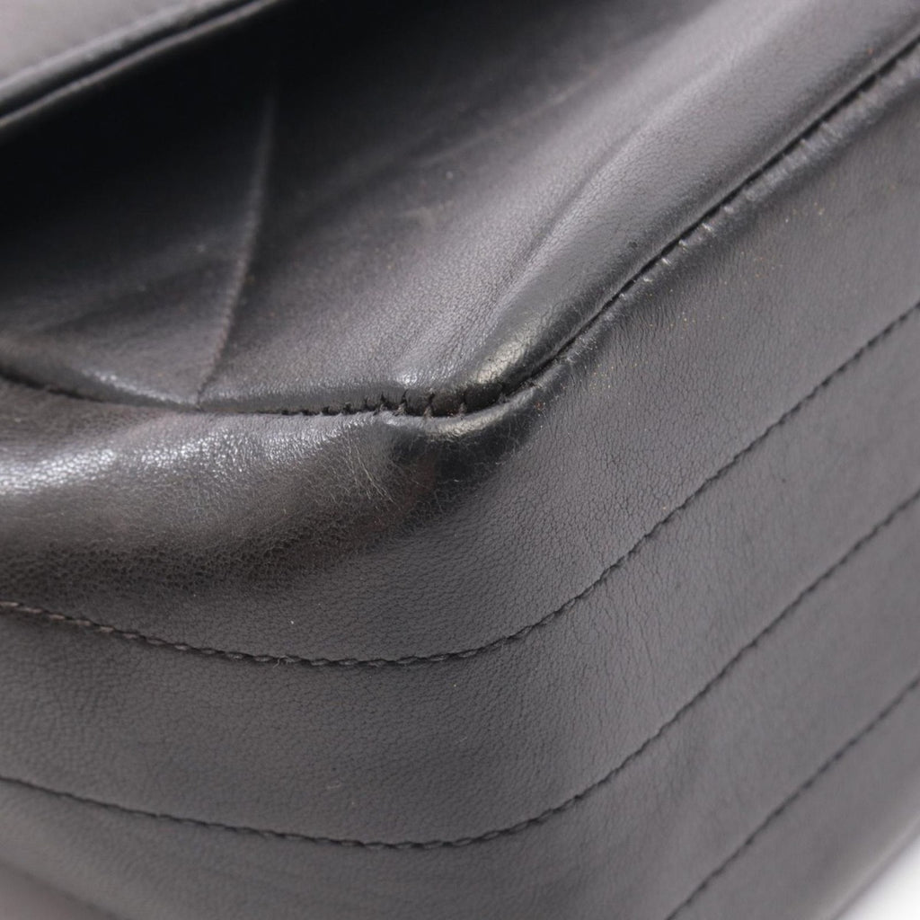 Chanel Shoulder Bag Bias Stitch CC Logo Black Lambskin — view 8