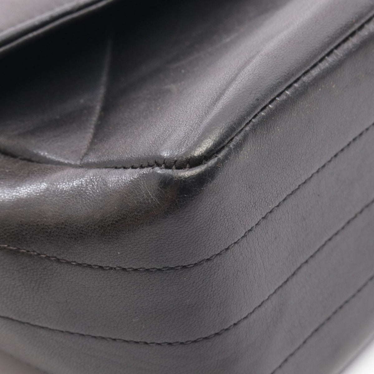 Chanel Shoulder Bag Bias Stitch CC Logo Black Lambskin — view 8