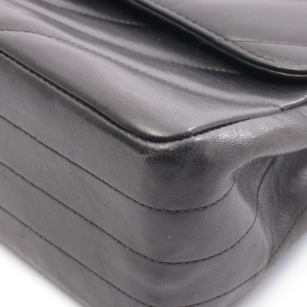 Chanel Shoulder Bag Bias Stitch CC Logo Black Lambskin — view 9