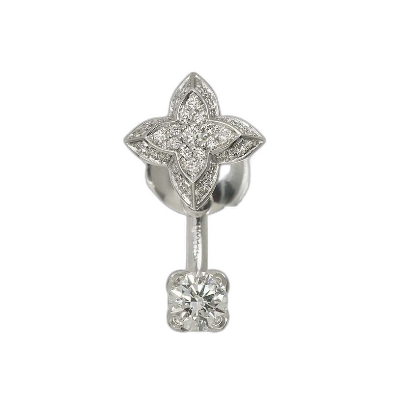 Louis Vuitton LV Double Round Diamond Earrings 18k WG 750 Pierced