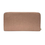Loewe Linen Zip Wallet Long Round Zipper Anagram Leather Pink Beige — view 2