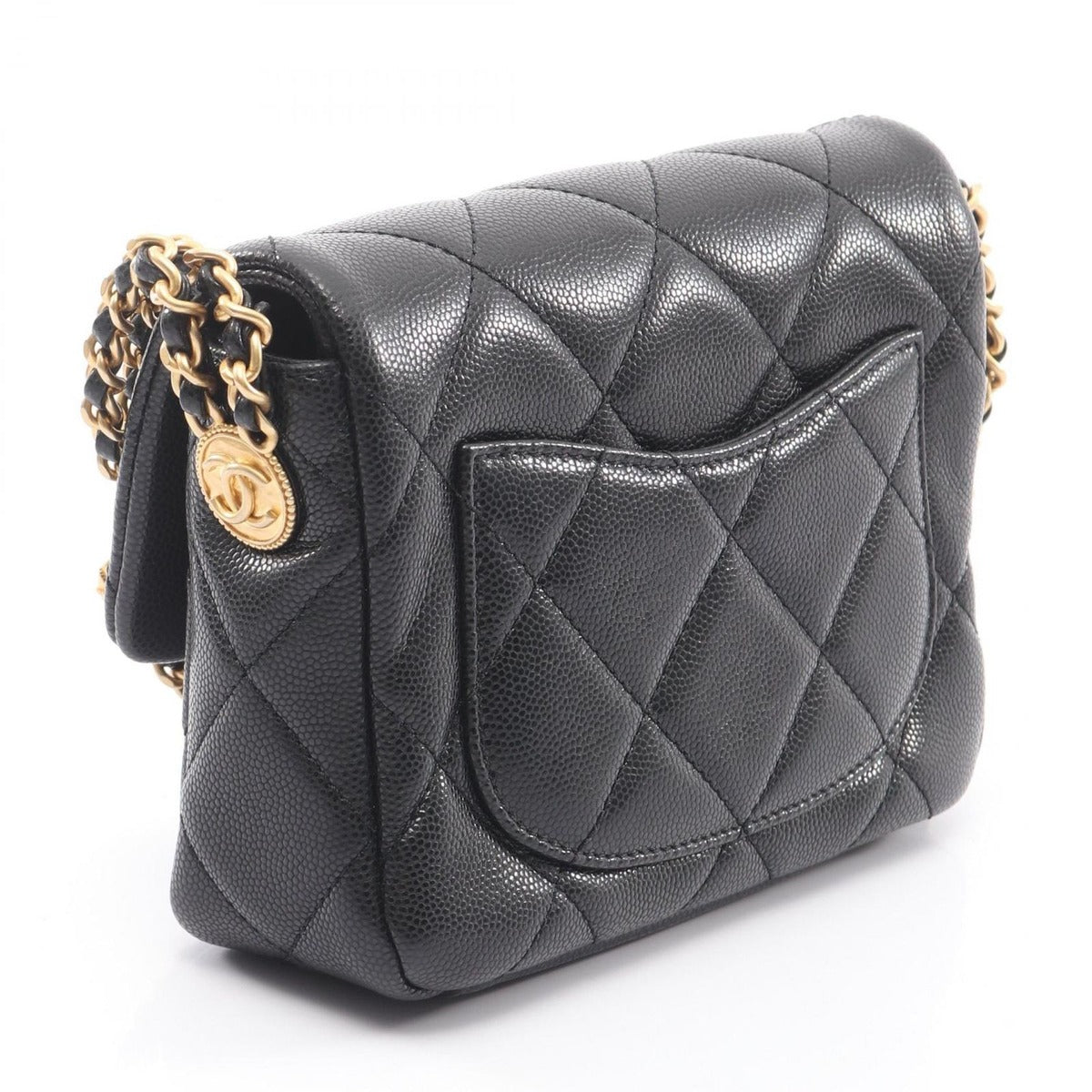 Chanel Shoulder Bag Quilted Black Calf Small Flap Chain — view 2