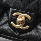 Chanel Shoulder Bag Quilted Black Calf Small Flap Chain — view 6