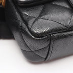 Chanel Shoulder Bag Quilted Black Calf Small Flap Chain — view 7