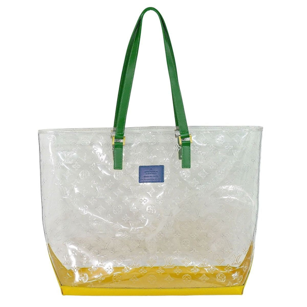 Louis Vuitton LV Cabas Brazil Monogram Vinyl Leather Shoulder Bag Tote Clear