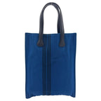 Hermes Potamos Cabas PM Leather Canvas Black Blue Handbag