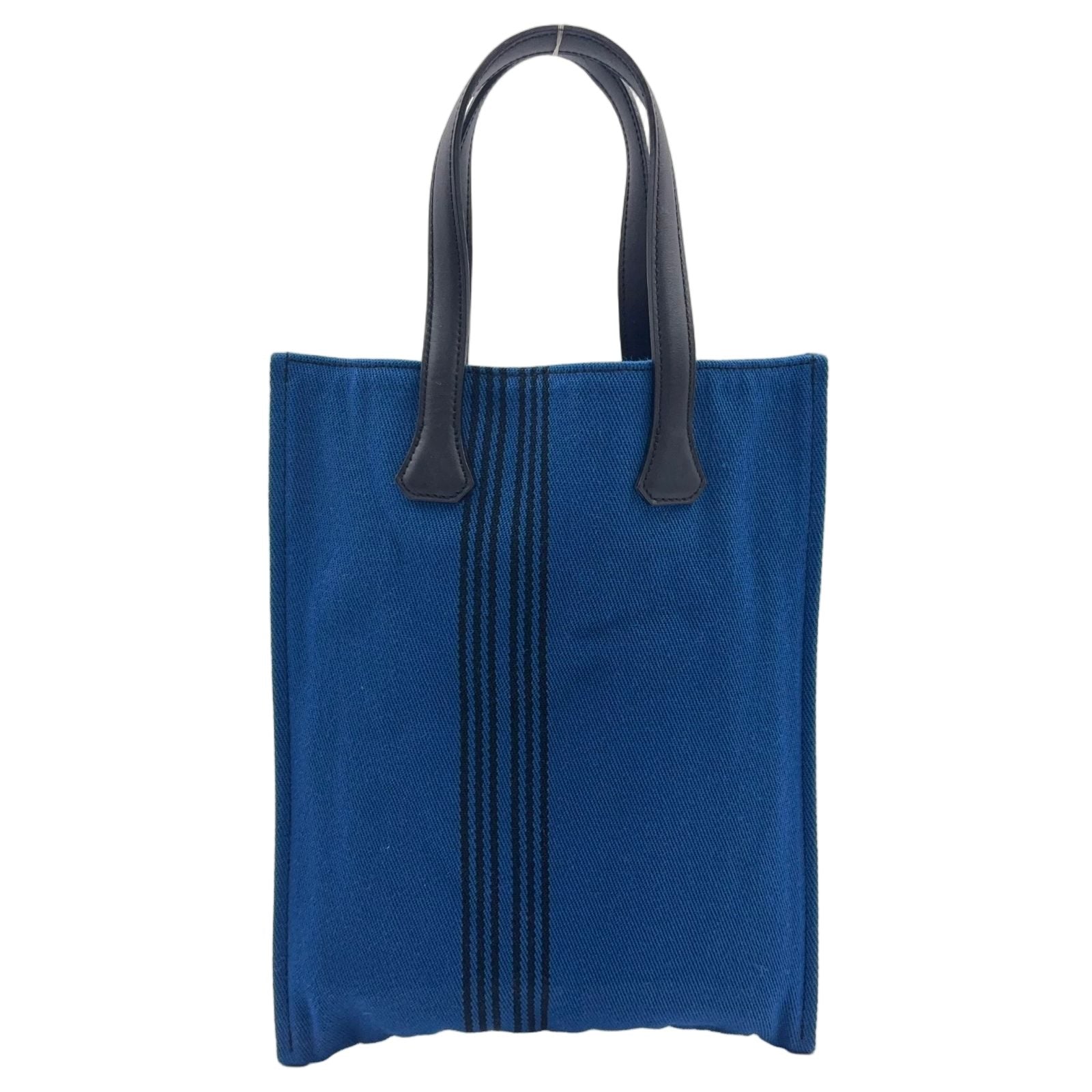 Hermes Potamos Cabas PM Leather Canvas Black Blue Handbag