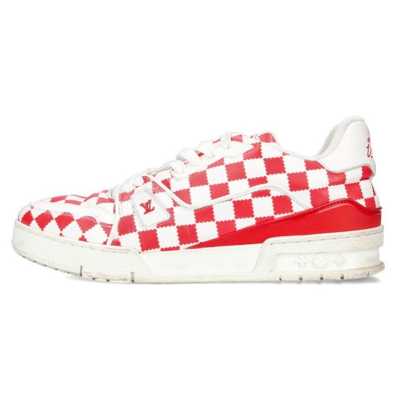 Louis Vuitton LV Trainer Damier Check Cles the Sneakers 7.5 White Red