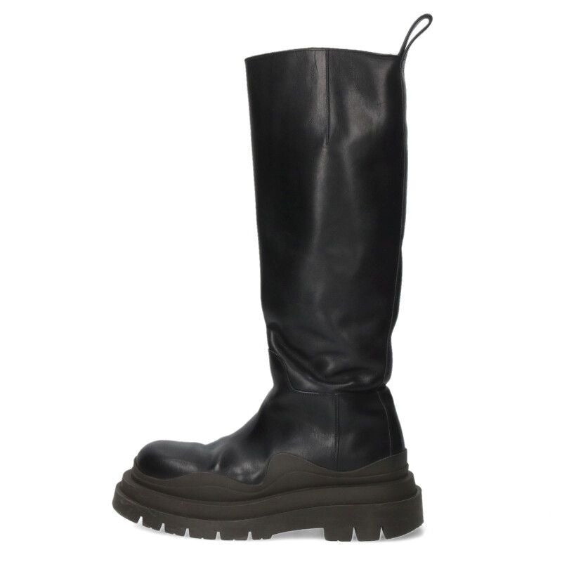Bottega Veneta Tire Side Zip Long Leather Boots 38