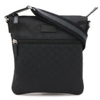 Gucci GG Nylon Shoulder Bag Crossbody Depth Leather Black Gray