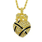 Christian Dior GP Rhinestone Ribbon Heart Necklace Gold Black — view 2