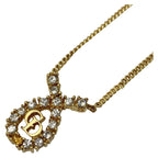 Christian Dior CD Logo GP Plated Rhinestone Gold Necklace