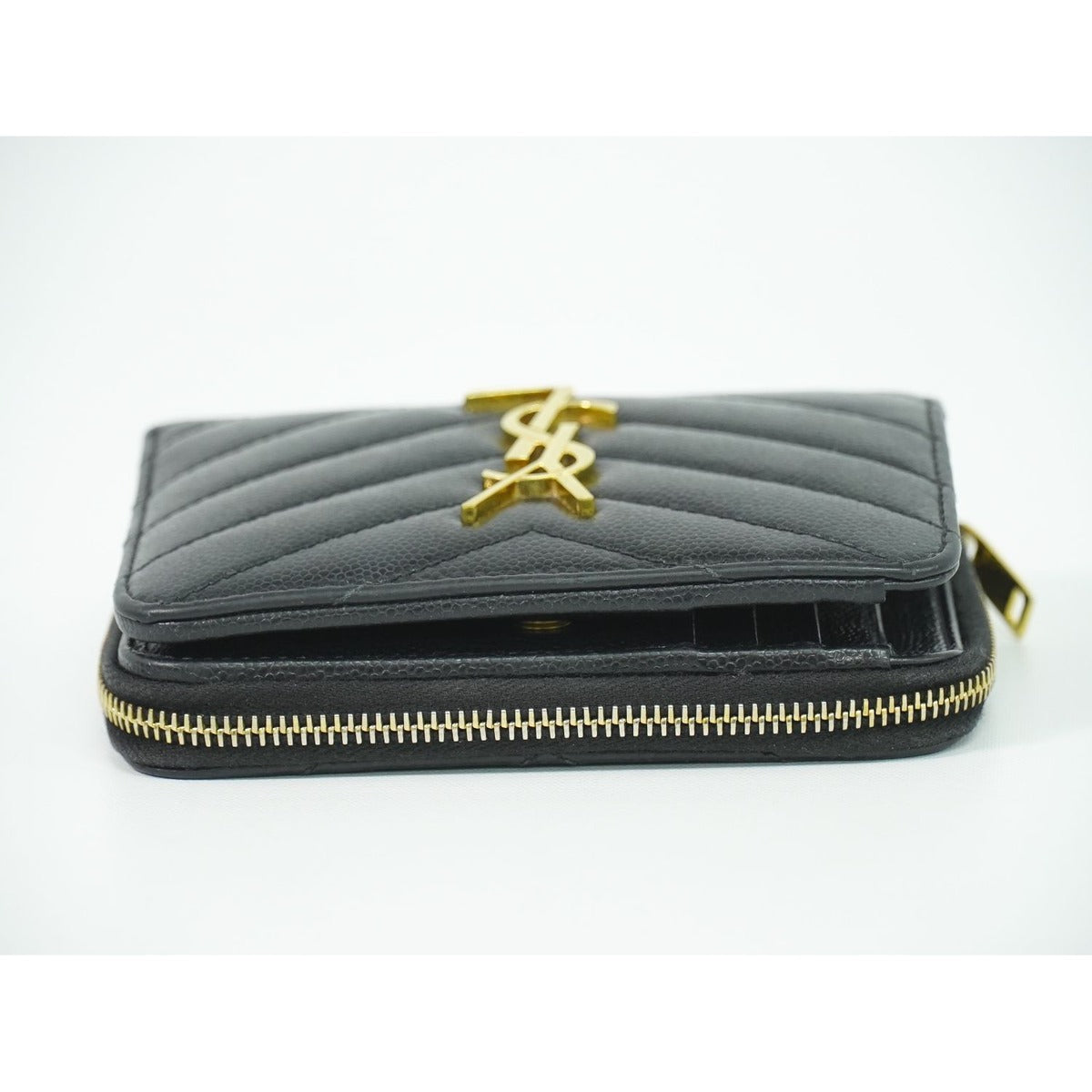 Saint Laurent Leather Bifold Wallet Compact Black — view 5