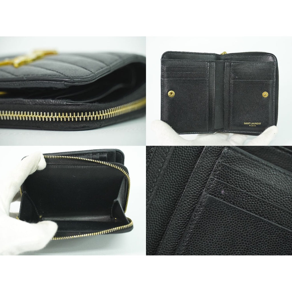Saint Laurent Leather Bifold Wallet Compact Black — view 8