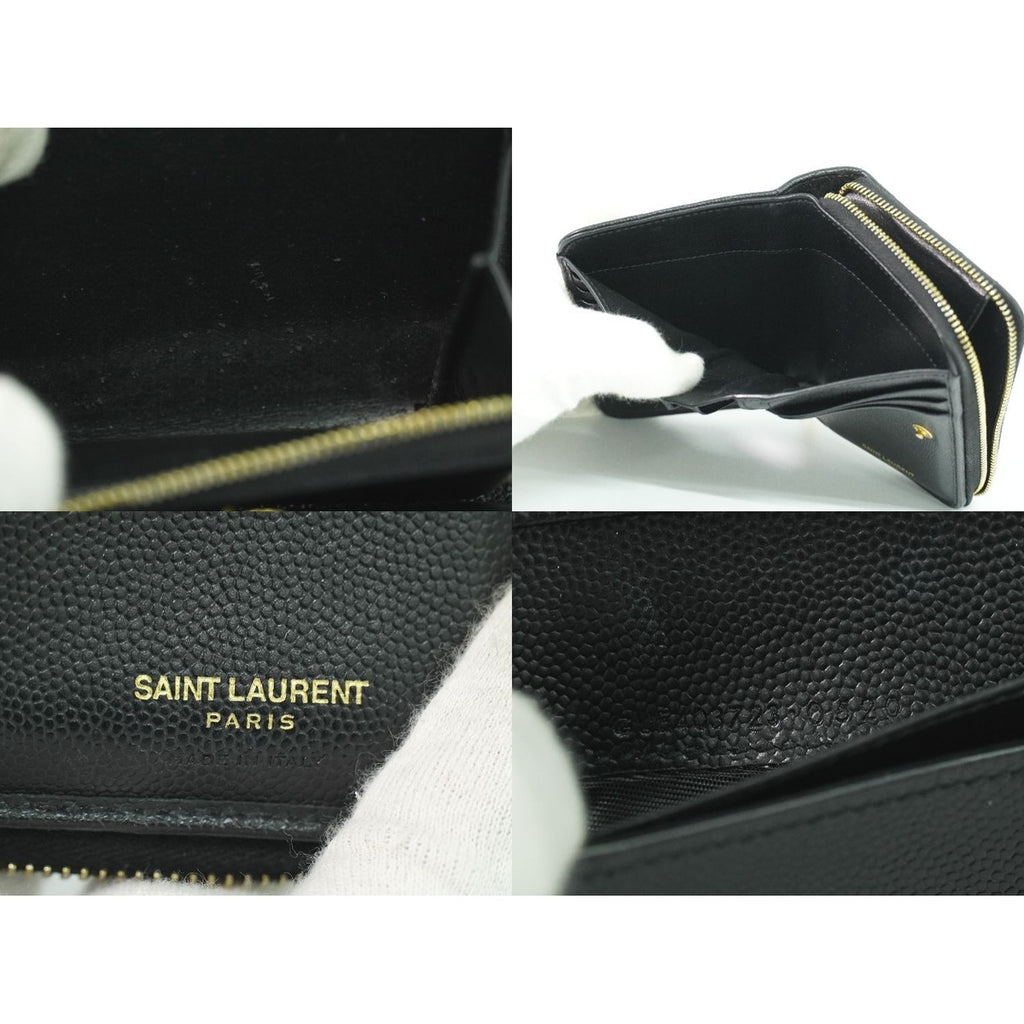 Saint Laurent Leather Bifold Wallet Compact Black — view 9