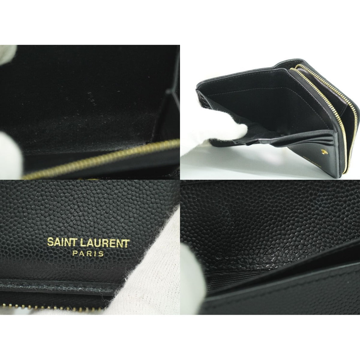 Saint Laurent Leather Bifold Wallet Compact Black — view 9