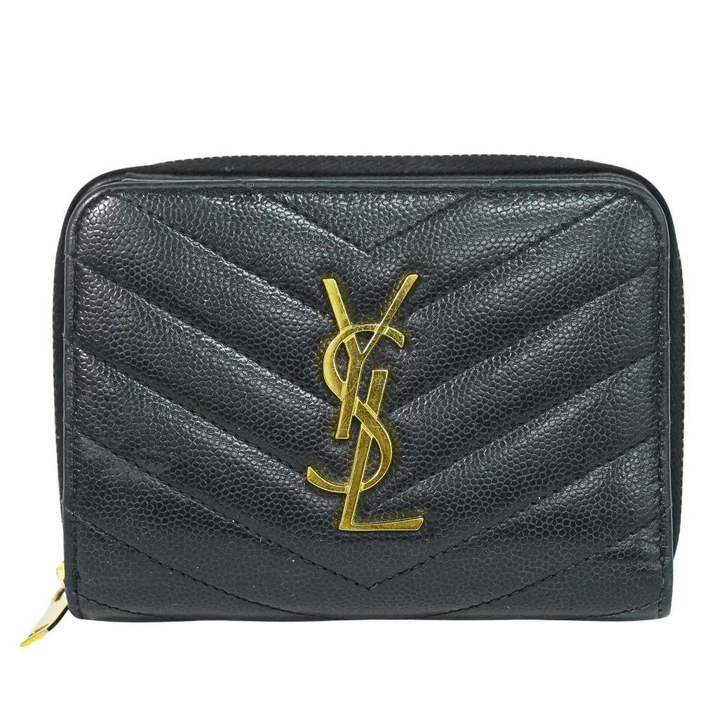 Saint Laurent Leather Bifold Wallet Compact Black