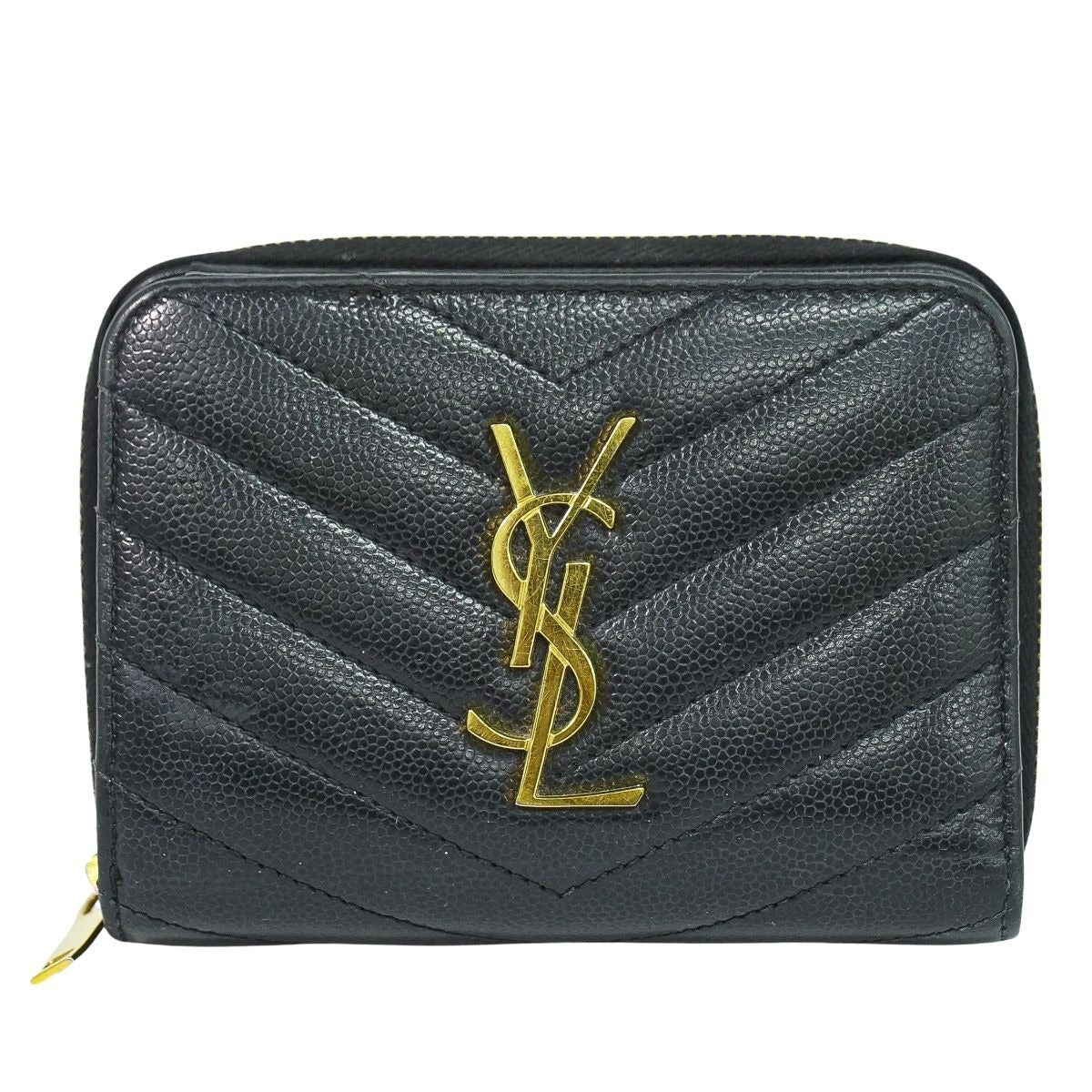 Saint Laurent Leather Bifold Wallet Compact Black