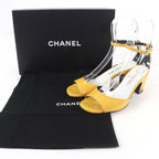 Chanel CC Logo Ankle Strap Patent Leather Sandals Yellow 35 — view 2