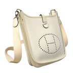 Hermes Shoulder Bag Evelyne TPM Taurillon Clemence White Silver — view 2