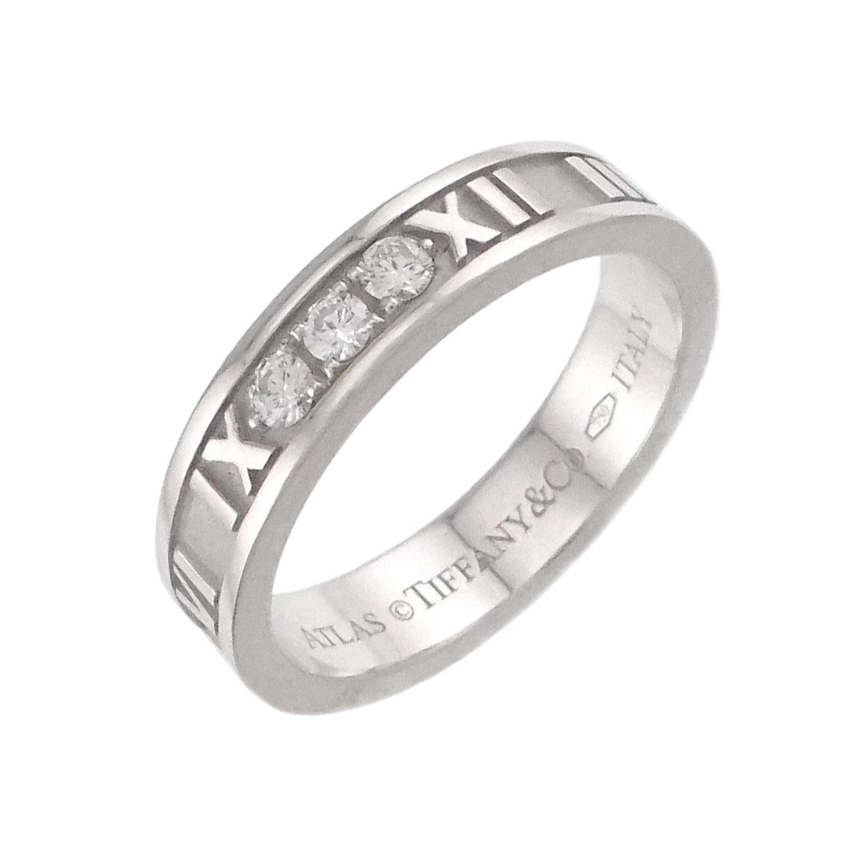 Tiffany & Co Atlas Ring Diamond 18k WG White Gold 750