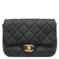 Chanel Shoulder Bag Quilted 20 Chain Calfskin Black Gold CC Logo