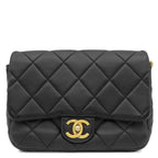 Chanel Shoulder Bag Quilted 20 Chain Calfskin Black Gold CC Logo