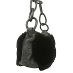 Chanel Shoulder Bag Leather Fur Black Silver — view 2