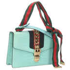Gucci Sylvie Croco Leather Shoulder Bag