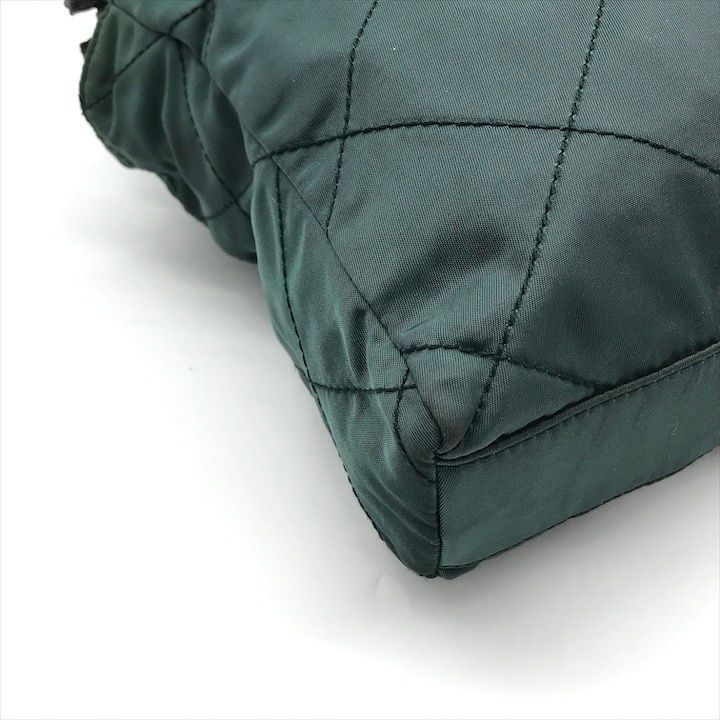 Prada Nylon Quilted Chain Shoulder Bag Green — view 5