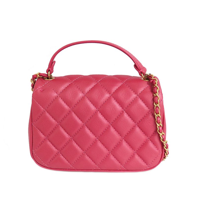 Chanel Top Handle Mini Flap Bag Pink As1226 Quilted Lambskin — view 5