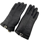 Gucci Glove Shearling Mouton Leather Gloves Black