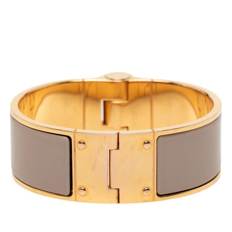Hermes Charnier GM Bangle Bracelet Gold Beige Plated