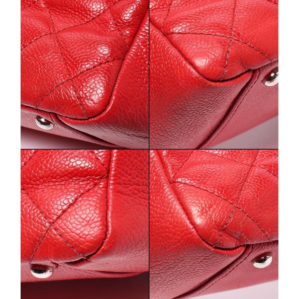 Chanel Chain Shoulder Bag Tote Caviar Leather Silver Quilted — view 5
