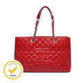 Chanel Chain Shoulder Bag Tote Caviar Leather Silver Quilted