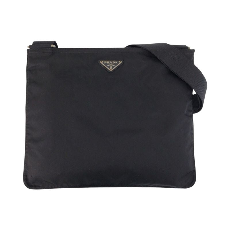 Prada Tessuto Triangle Logo Plate Black Nylon Shoulder Bag Messenger