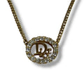 Christian Dior Rhinestone Oval Shape Necklace Gold Hardware Vintage
