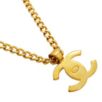 Chanel Necklace Vintage CC Logo Turnlock Gold Plated — view 2
