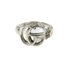 Gucci Polished Arabesque Double Key Motif Ring GG Star Silver