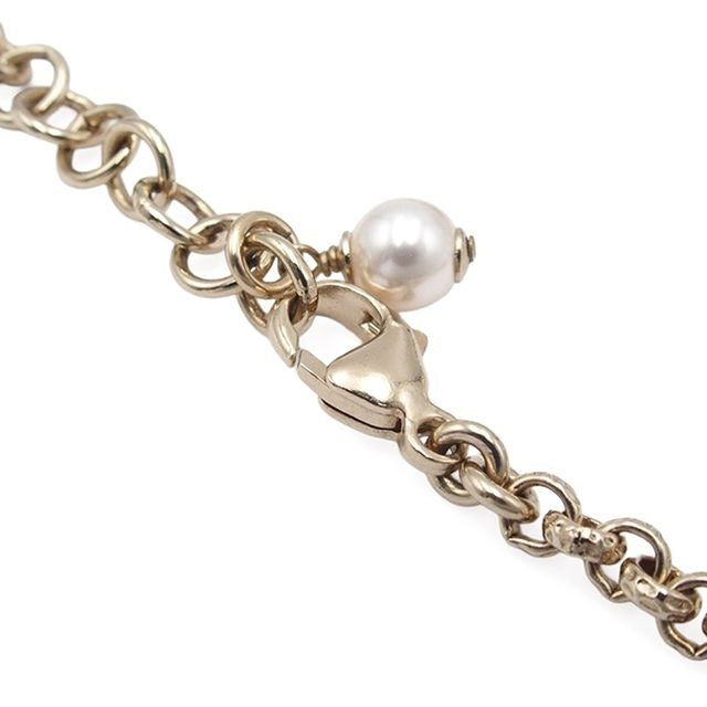 Chanel Bracelet Pink Gold Metal Costume Pearl Rhinestone CC Logo — view 3