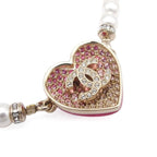 Chanel Bracelet Pink Gold Metal Costume Pearl Rhinestone CC Logo — view 6