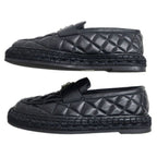 Chanel Loafers Size 37 C Lambskin Espadrilles Coco Mark Black — view 4