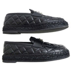 Chanel Loafers Size 37 C Lambskin Espadrilles Coco Mark Black — view 5