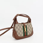 Gucci Jackie 1961 Mini Bag Beige And Brown GG Supreme Canvas Leather